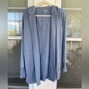 Athleta Light Blue Uptempo Wrap Noreweigan Hooded Cardigan Sweater